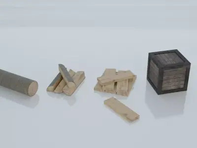 Resources Pack - Wood Low-poly 3D model