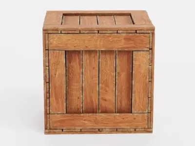 Wooden Crate V7 - Storage Box with Packaging Icons 3D model