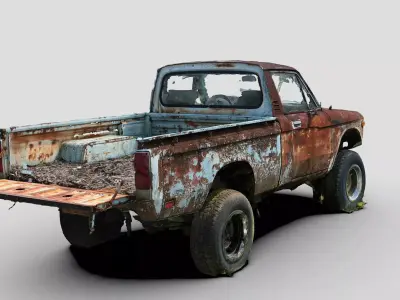 Pickup Truck  Rusted Wrecked Vintage Chevrolet Off-road Low-poly 3D model
