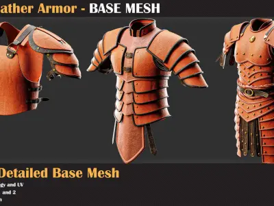 10 High Detail Leather Armor BASE MESH - VOL 21   3D model