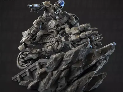 Iron Moped Bike and Pilot 052-F 100mm and 32mm 3D print model