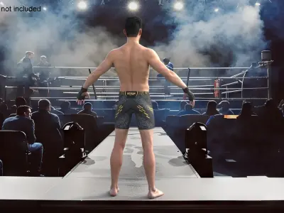 UFC MMA Fighter Character A-Pose Fur 3D model
