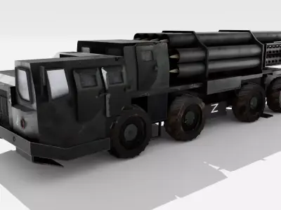 BM-30 Smerch Russian Vehicle Low-poly 3D model