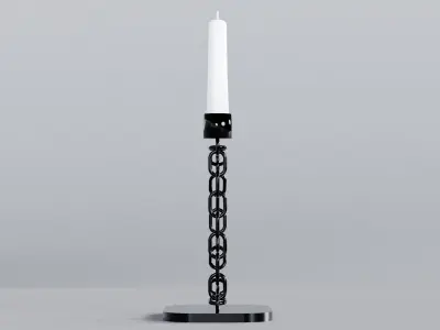  Alphabet D Black Chain Candleholder 3D Model True PBR Renders Zero Cleanup UVs 4K PBR Textures 