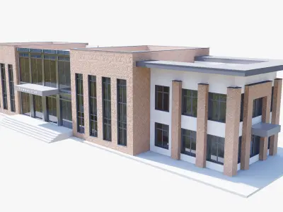 commercial building Low-poly 3D model 9