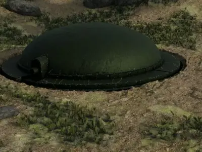 Static Defense Turret - Early World War I Era Low-poly 3D model