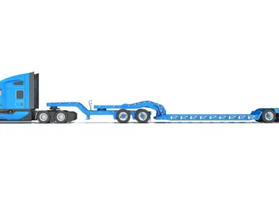 Semi Truck with Platform Trailer 3D model purchase