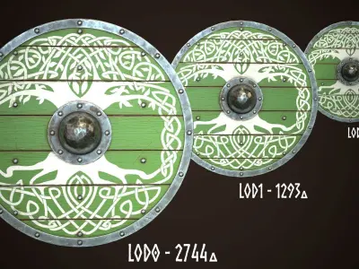 Viking Shield 10 Low-poly 3D model