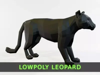 Leopard tiger Low-poly 3D model