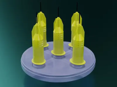 Multi Injector 5 Needles Circular Yellow 3D model