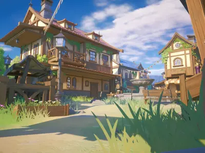 Modular Stylized Medieval City - Anime Style Low-poly 3D model