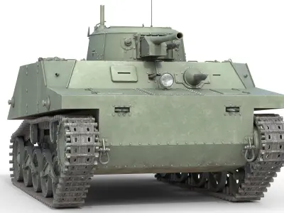 Type 2 Ka Mi Tank Low-poly 3D model
