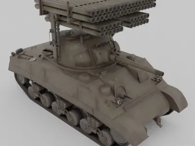 T34 Calliope Rocket Launcher  Low-poly 3D model