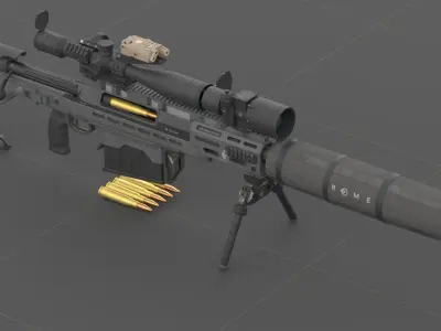 Victrix Corvo CS  - The most compact 50Bmg Rifle Low-poly 3D model
