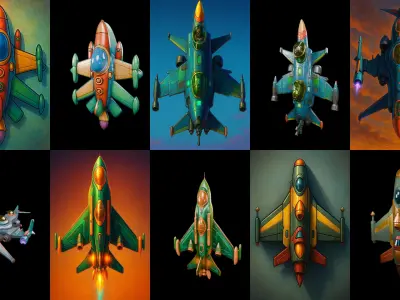 AirCraft bundle 3 pack 100 glb Low-poly 3D model
