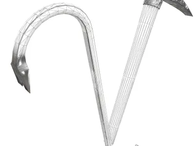 Crowbar and Old Pickaxe Low-poly 3D model