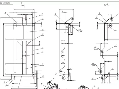 Loader on tractor Technical Drawing 3D model