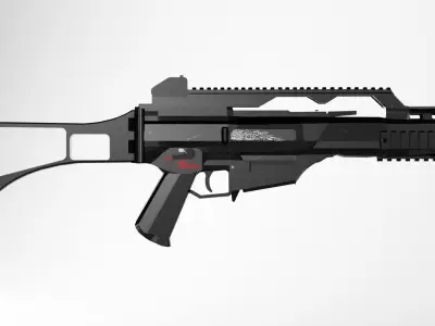G36C and ammo with accessories Low-poly 3D model