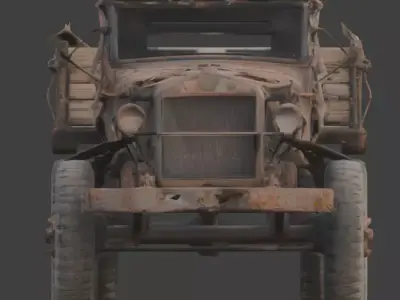 WWI Artillery Truck Wreckage 3d model Low-poly 3D model