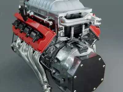  V8  Supercharged Engine 3D model