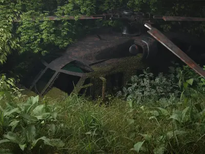 UH-60 Blackhawk jungle destroyed Free 3D model