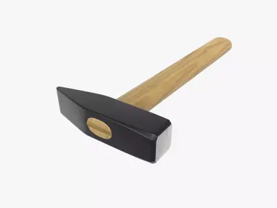 universal hammer with wooden handle 3D model