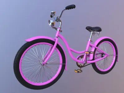 Bicycle Beach Cruiser  Vintage Ladies Bike 3D model