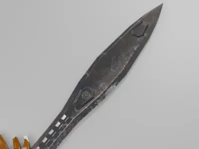 Sword Iron - Elvish Basic Iron Sword Game Ready and Low Poly Low-poly 3D model