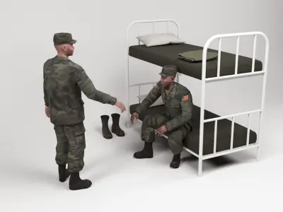 Military Barracks - Scene 1 Low-poly 3D model