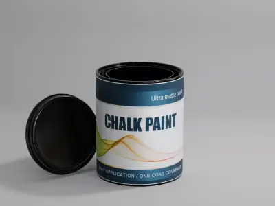 Plastic Paint Can 750ml Realistic Packaging 3D Model PBR Lid 3D model