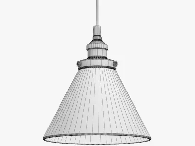 20TH C FACTORY FILAMENT CLEAR GLASS FUNNEL PENDANT 3D model