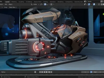 New scifi hover bike modeled in blender Low-poly 3D model