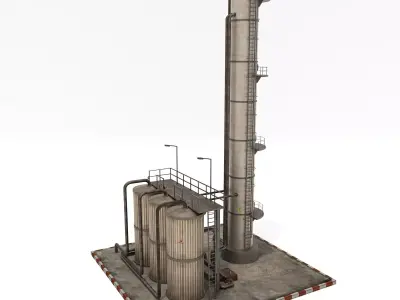 Refinery Unit  Low-poly 3D model