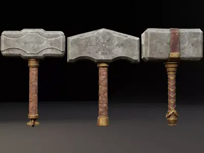 Viking Hammer Set Low-poly 3D model