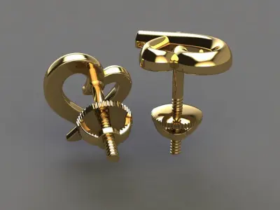 Dainty Heart Stud Earrings 3D print model