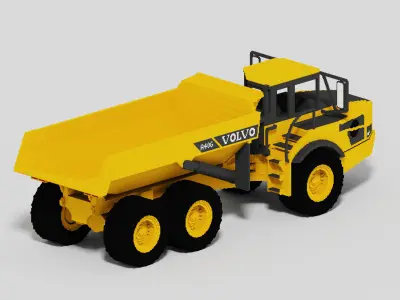 Voxel Volvo A40G Dumper Truck Low-poly 3D model