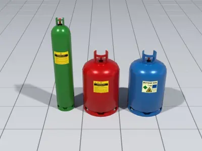 Gas canisters Low-poly 3D model purchase