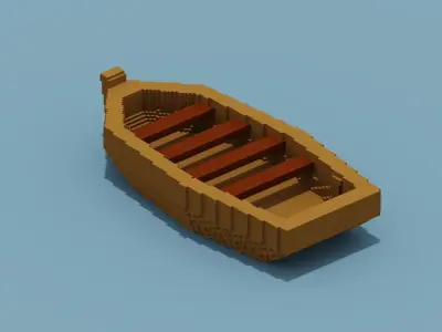 Voxel Boat Low-poly 3D model