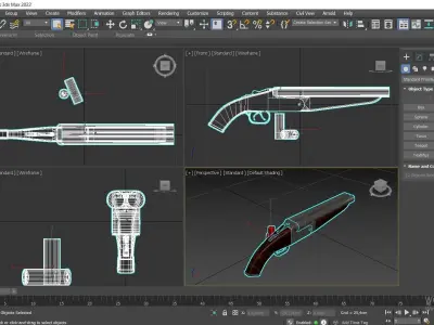 Short Double Barrel Low-poly 3D model