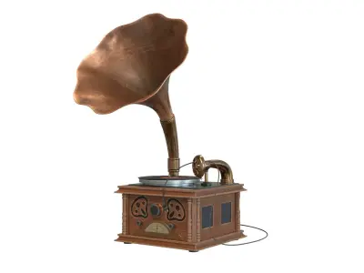 Old vinyl plate player gramophone 3D model