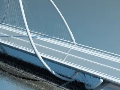 Futuristic Suspension Bridge HD 3D model