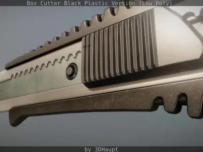 Box Cutter Lowpoly Black Plastic - Gameready - PBR Textures Low-poly 3D model