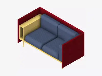 Sofa - Contemporary - Flame - Small - Armrest Shelf Low-poly 3D model buy