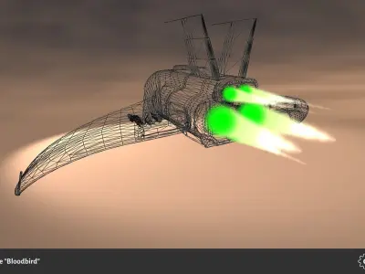 Spaceship Drone Bloodbird Low-poly 3D model