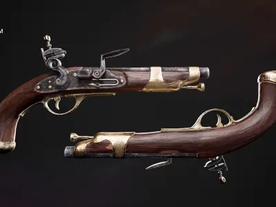 Medieval Pistol Low-poly 3D model purchase