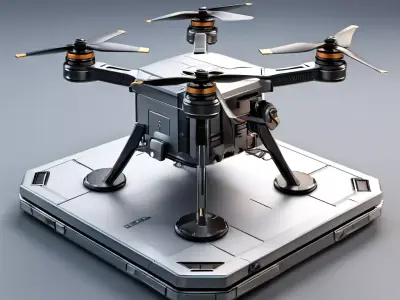 SciFi Cargo Drone with Landing Pad Low-poly 3D model