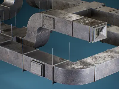Game-ready PBR  Industrial Modular Vent System - Low poly Low-poly 3D model