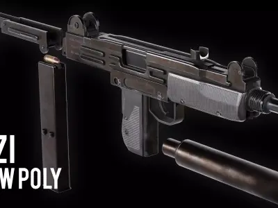 VR Ready UZI Low Poly Low-poly 3D model