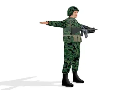 soldier 1 in camouflage uniform Free low-poly 3D model