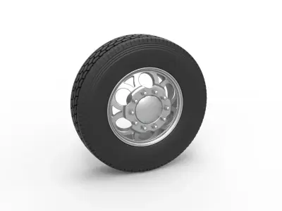 Front custom wheel of semi truck Version 15 Scale 1 to 25 3D print model
